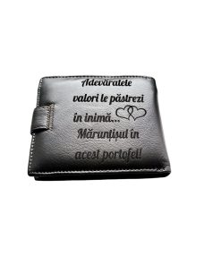 Portofel Personalizat 'Adevaratele valori', barbati, piele naturala , maro