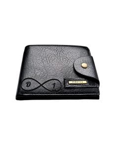 Portofel Personalizat initiale penb, barbati, piele , cu capsa, negru