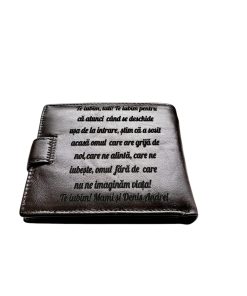 Portofel Personalizat 'Te iubim pnnb', barbati, piele naturala , negru