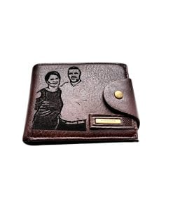 Portofel Personalizat cu poza e9, barbati, piele , cu capsa, maro