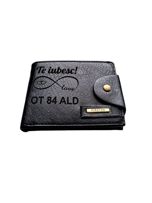 Portofel Personalizat numar auto 4, barbati, piele , cu capsa, negru