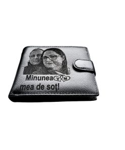 Portofel Personalizat 'Minunea mea', barbati, piele naturala , negru