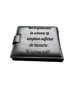 Portofel Personalizat 'Noi il golim pnmb', barbati, piele naturala , maro