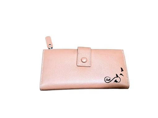Portofel Personalizat 'Where life', dama, piele naturala, crem - imagine 2