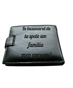 Portofel Personalizat 'In buzunarul', barbati, piele naturala , negru