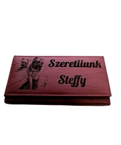 Portofel Personalizat 'Szeretiiunk', dama, piele naturala, rosu