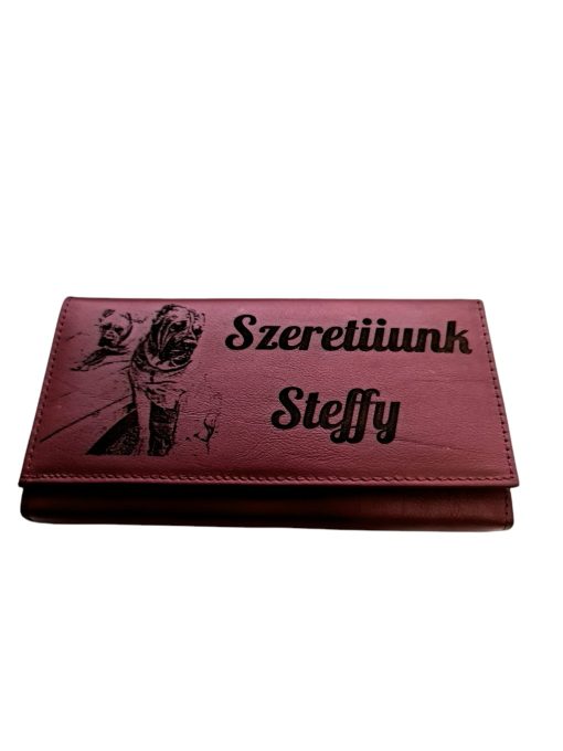 Portofel Personalizat 'Szeretiiunk', dama, piele naturala, rosu