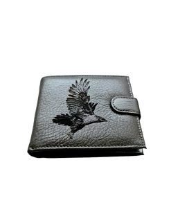Portofel Personalizat 'Logo vultur', barbati, piele naturala , negru