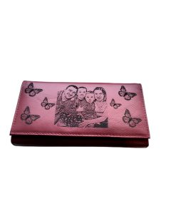 Portofel Personalizat cu poza pnrd 2, dama, piele naturala, rosu