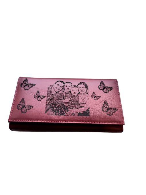 Portofel Personalizat cu poza pnrd 2, dama, piele naturala, rosu