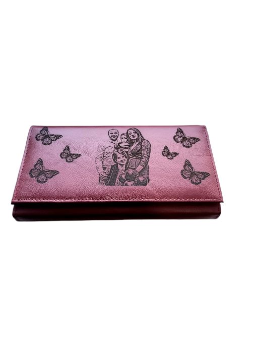 Portofel Personalizat cu poza pnrd 3, dama, piele naturala, rosu