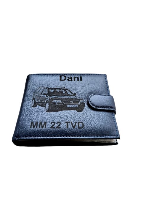 Portofel Personalizat numar auto tvd, barbati, piele naturala , albastru