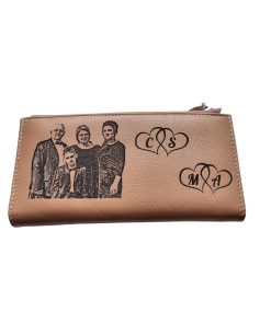 Portofel Personalizat initiale pncd, dama, piele naturala, crem