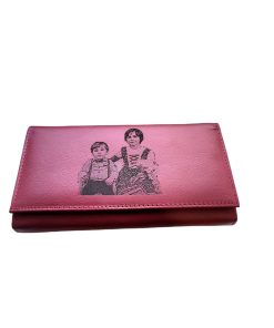 Portofel Personalizat cu poza pnrd , dama, piele naturala, rosu