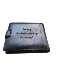 Portofel Personalizat 'Boldog', barbati, piele naturala , negru