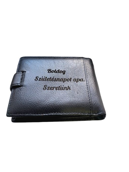 Portofel Personalizat 'Boldog', barbati, piele naturala , negru