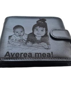 Portofel piele naturala negru cu capsa  Averea Mea.