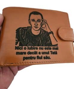 portofel maro coniac cu capsa piele naturala Nici o iubire