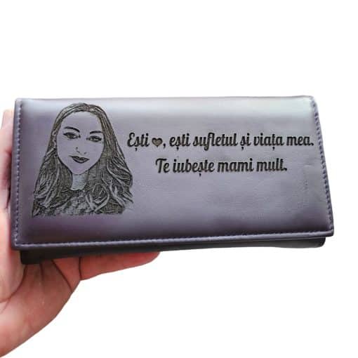 Portofel dama piele naturala mov Sufletul si inima