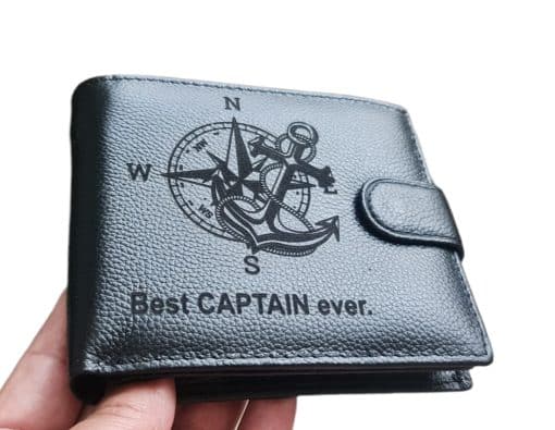 portofel negru cu capsa piele naturala capitan