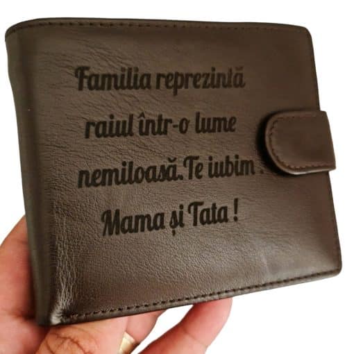 Portofel negru cu capsa Familia reprezinta raiul