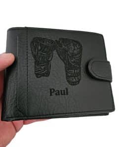 Portofel negru cu capsa personalizat cu mansusi box