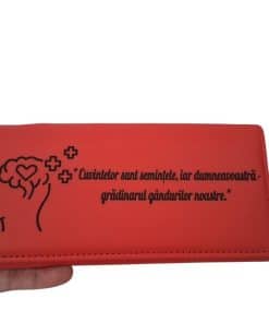portofel personalizat dama rosu Gradinarul