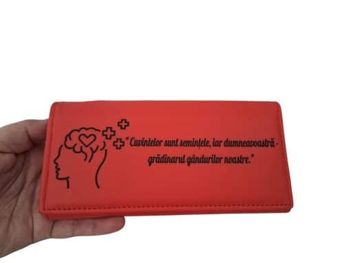 portofel personalizat dama rosu Gradinarul