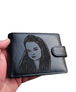 portofel negru cu capsa personalizat cu POZA.