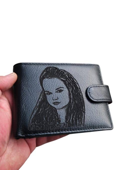 portofel negru cu capsa personalizat cu POZA.
