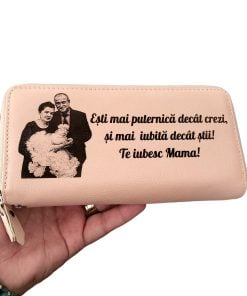 portofel dama piele naturala rose cu fermoar Esti mai puternica