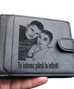 portofel negru cu capsa Te iubesc pana la infinit