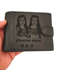 portofel negru cu capsa  Poza si text personalizat Averea