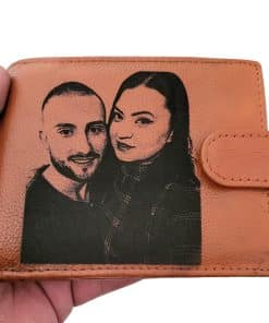 Portofel maro coniac cu capsa personalizat cu poza
