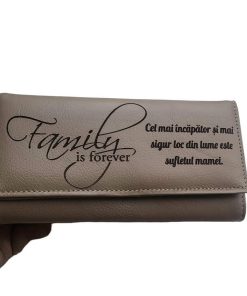 Portofel personalizat dama piele naturala beige Cel mai incapator