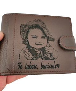 portofel maro cu capsa Te iubesc bunicule!