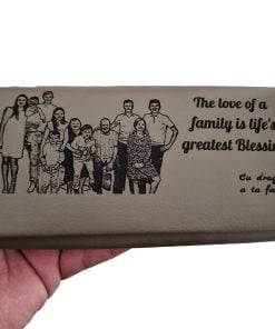 portofel dama gri personalizat text limba engleza.