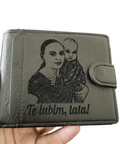 portofel negru cu capsa Te iubim TATA