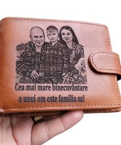portofel maro coniac cu capsa piele naturala Familia sa