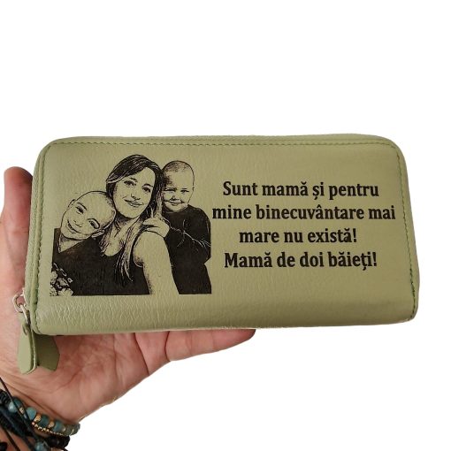 portofel dama verde cu fermoar Mama de baieti