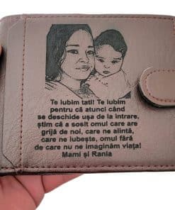 Portofel barbat maro cu capsa Te iubim tati
