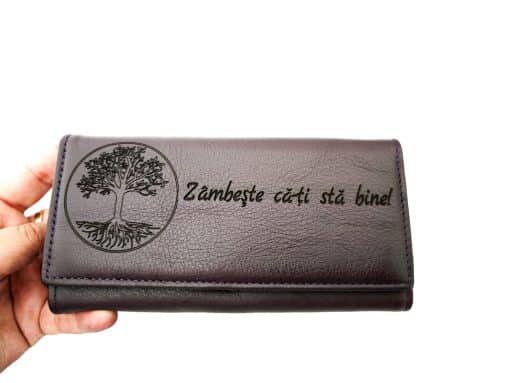 cadou femeie portofel dama  piele naturala mov  Zambeste