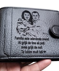 Portofel negru cu capsa Familia Este Adevarata Avere.
