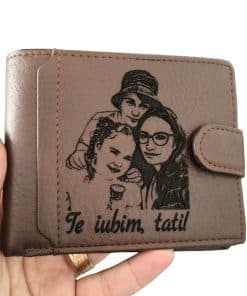 portofel maro cu capsa Te Iubim Tati