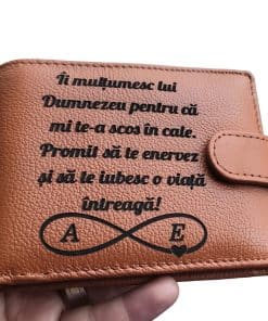 portofel maro coniac cu capsa Iți multumesc