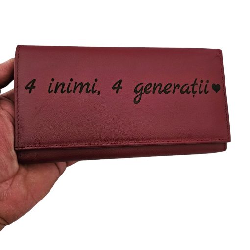 portofel dama rosu piele naturala 4 inimi 4 generatii