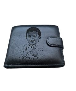 Portofel Personalizat cu poza 2, barbati, piele naturala, negru