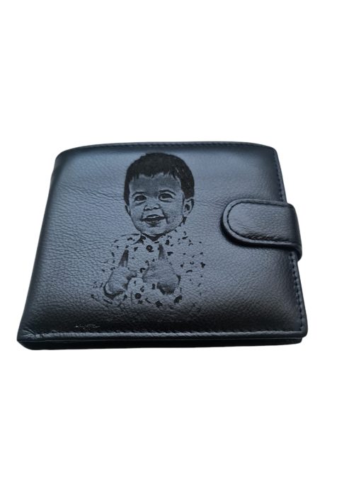 Portofel Personalizat cu poza 2, barbati, piele naturala, negru