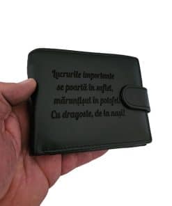 portofel piele naturala negru cu capsa Lucrurile importante