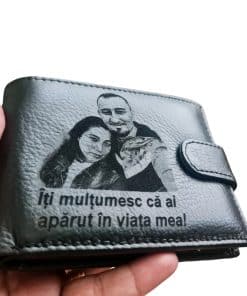 portofel negru cu capsa piele naturala Iti Multumesc